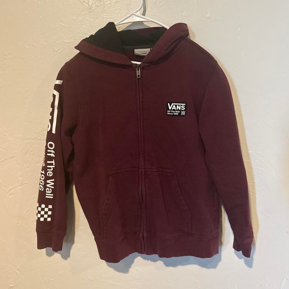 Boys Small Burgundy Vans zip up hoodie